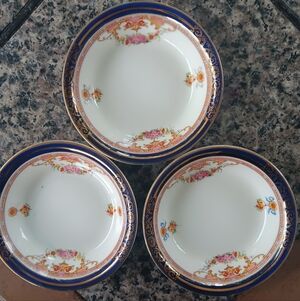 Alfred Meakin Blue de roi Athol (3) 5" Bowls.